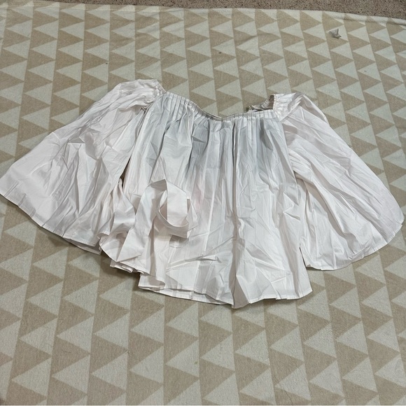 Tanya Taylor white off shoulder belted flare sleeve blouse - Picture 2 of 5